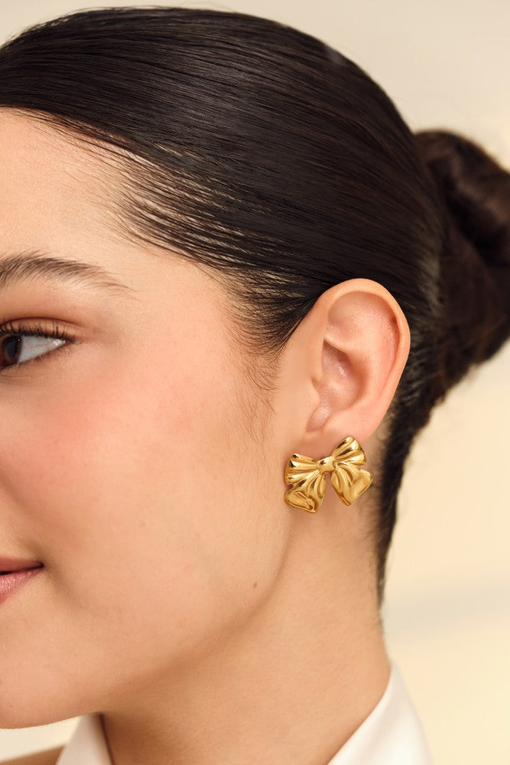 Belle Bow Studs in Gold