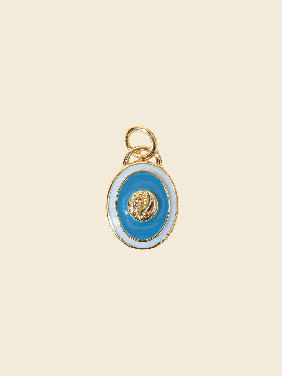 Blue Rose Oval Charm