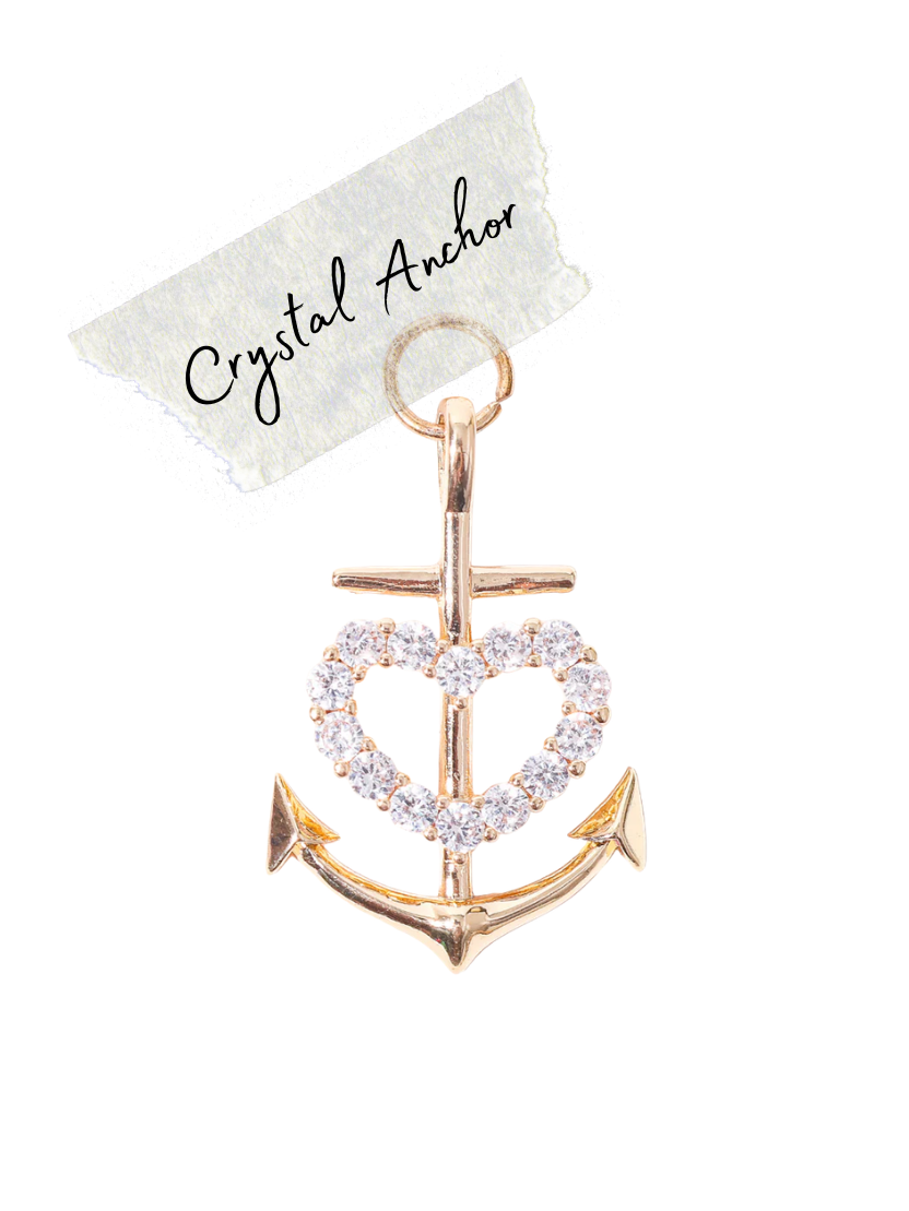 Crystal Anchor Heart Charm