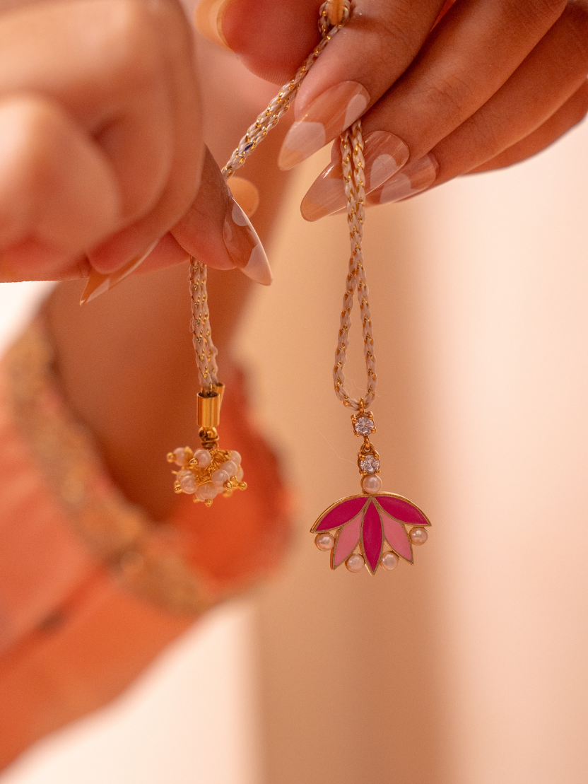 Padma Rakhi with Lotus Lumba Set
