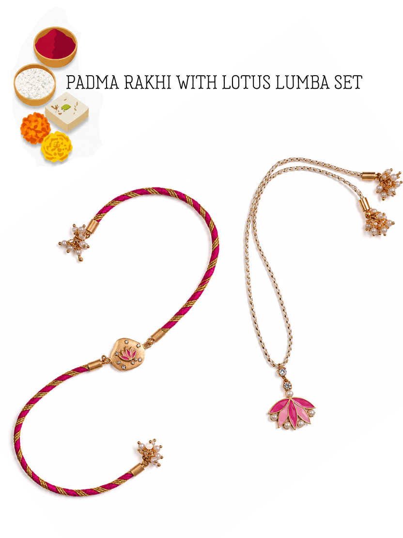 Padma Rakhi with Lotus Lumba Set