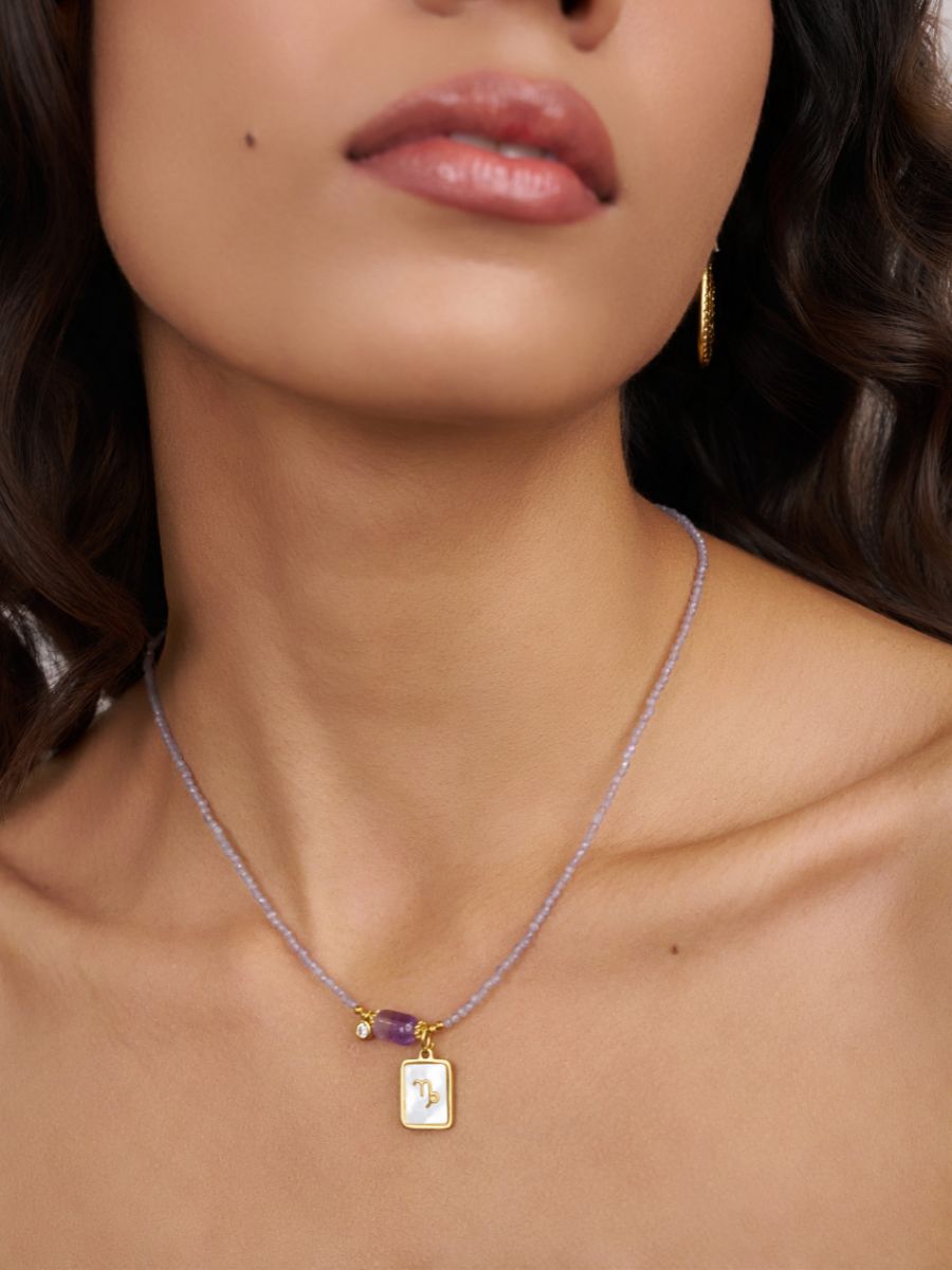 Amethyst Zodiac Charm Necklace