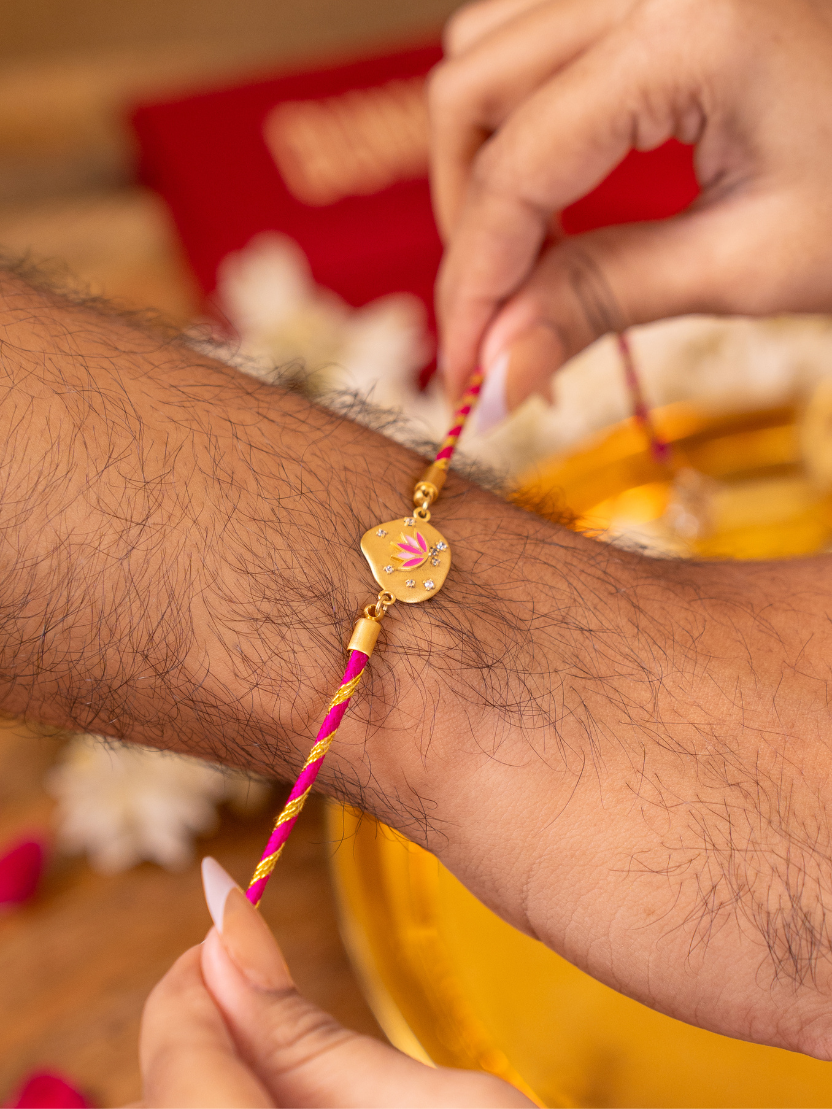 Padma Rakhi with Lotus Lumba Set