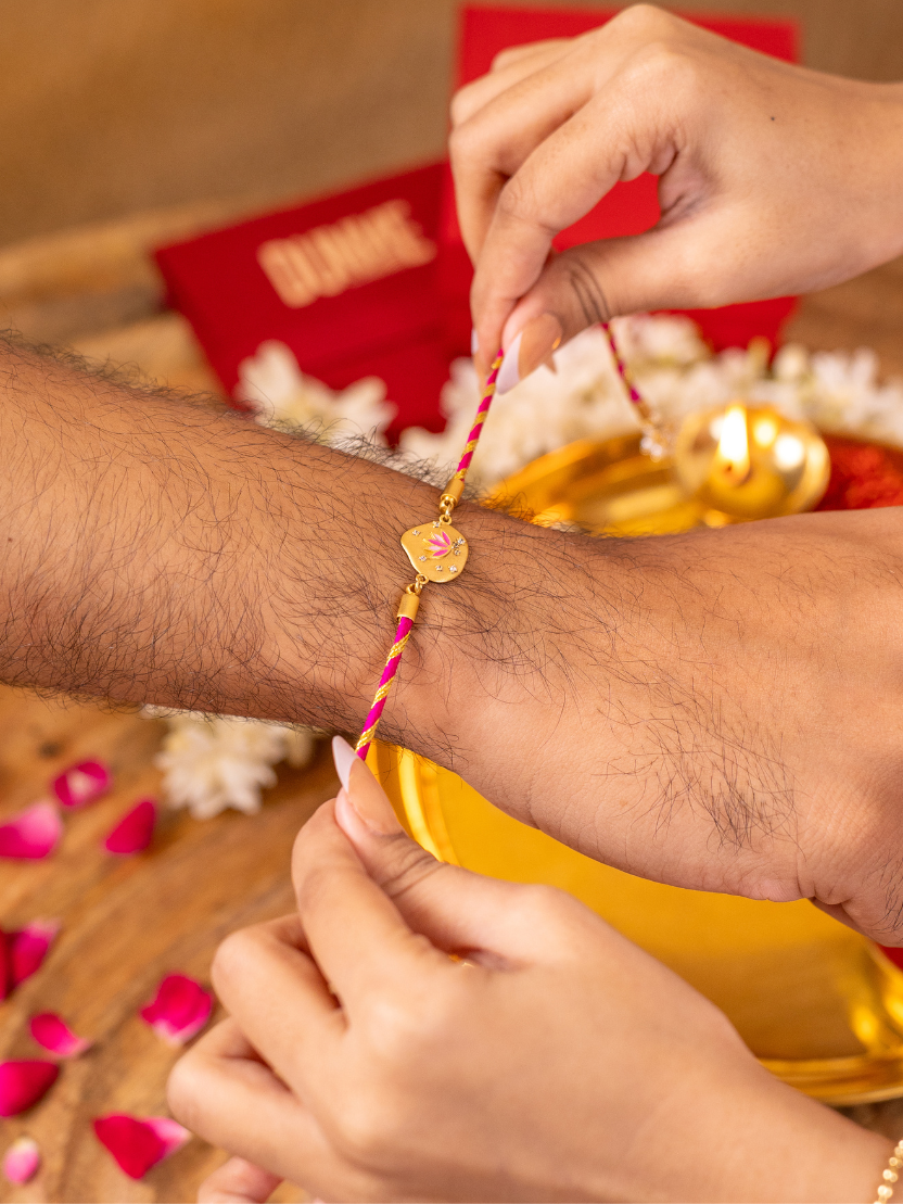 Padma Rakhi with Lotus Lumba Set