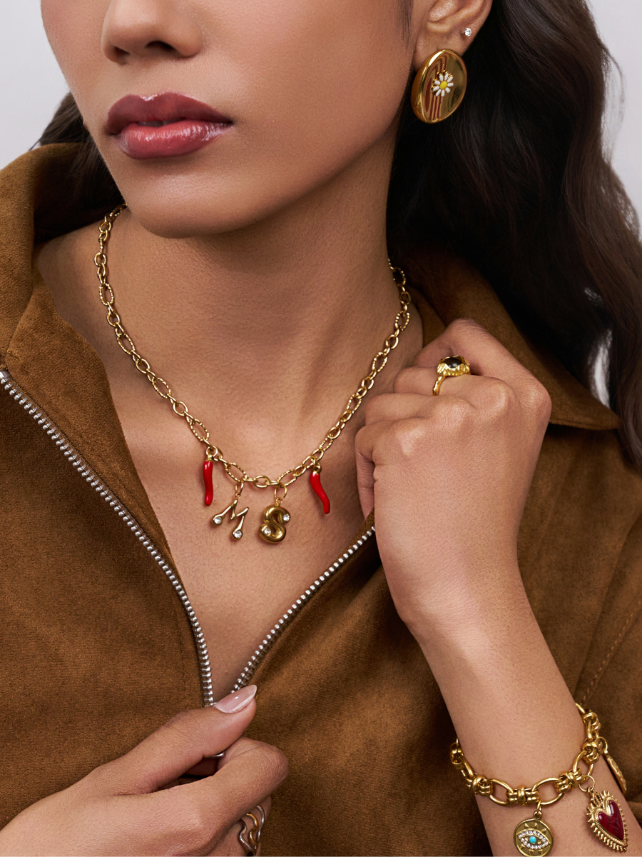 Spicy Initial Charm Necklace