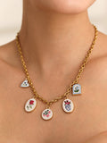 Floral Charm Enamel Necklace