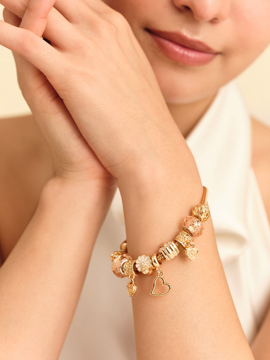 Golden Heart Charm Bracelet