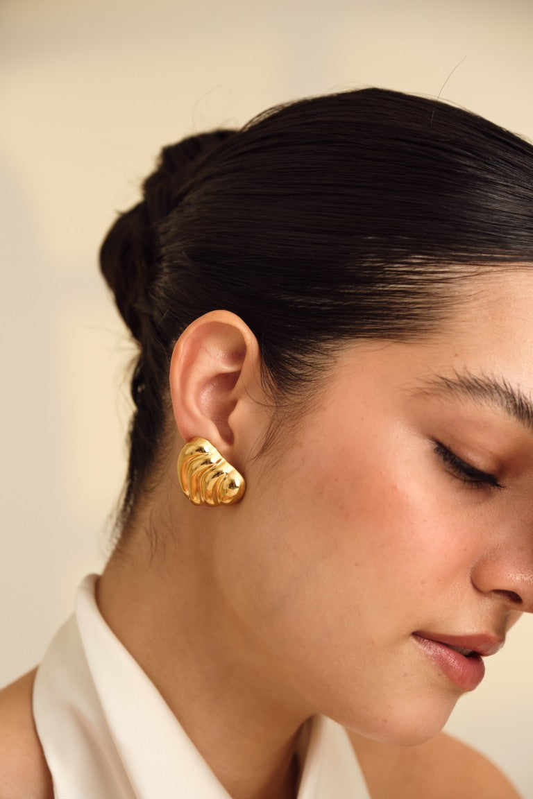 Heart Shaped Wavecrest Studs