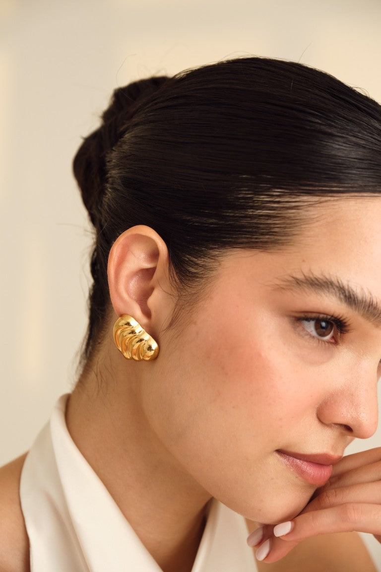 Heart Shaped Wavecrest Studs