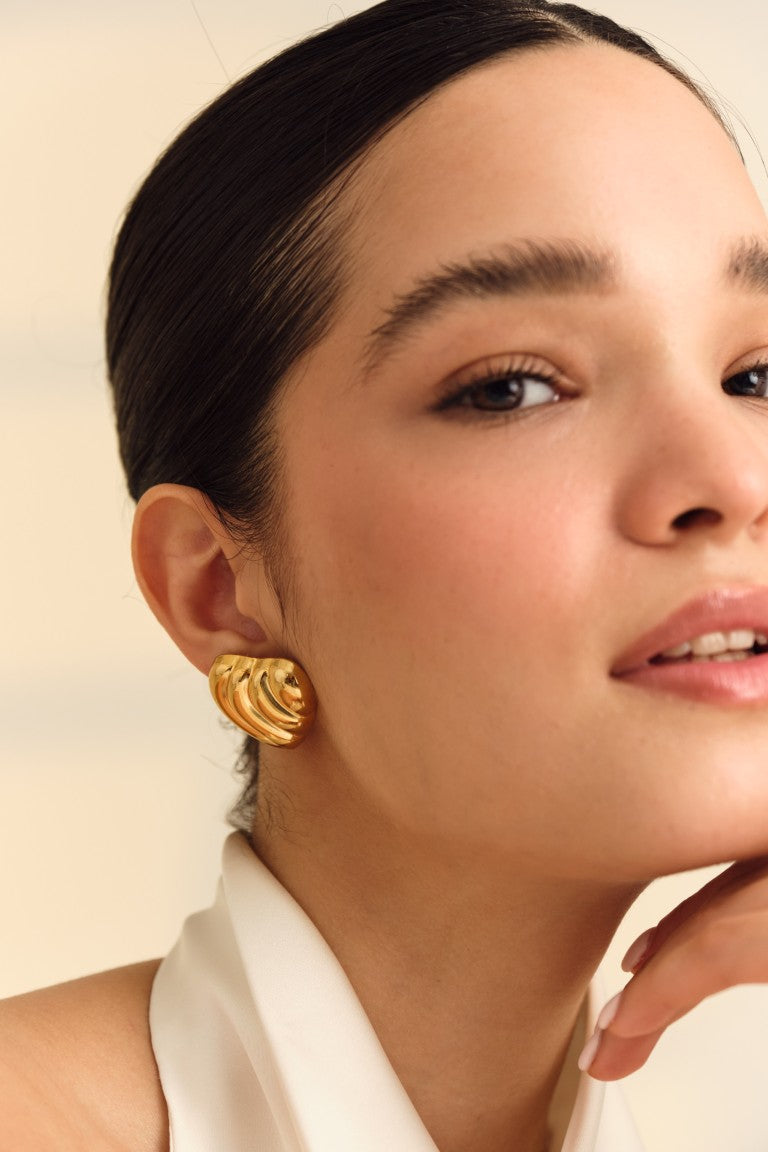 Heart Shaped Wavecrest Studs