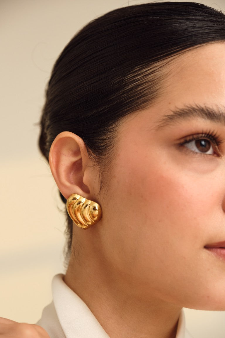 Heart Shaped Wavecrest Studs