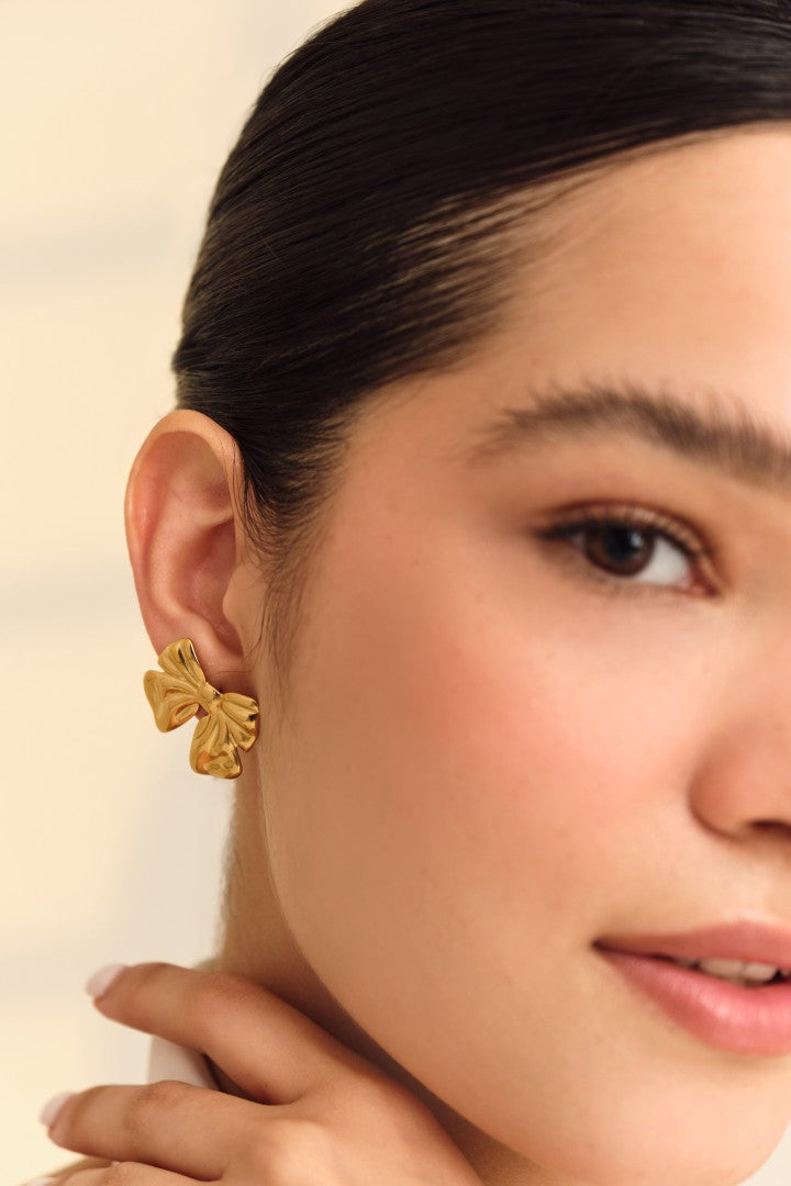 Belle Bow Studs in Gold