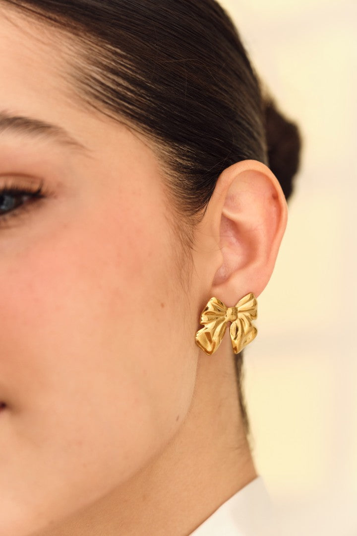 Belle Bow Studs in Gold
