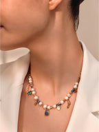 Blue Pearl Charm Necklace