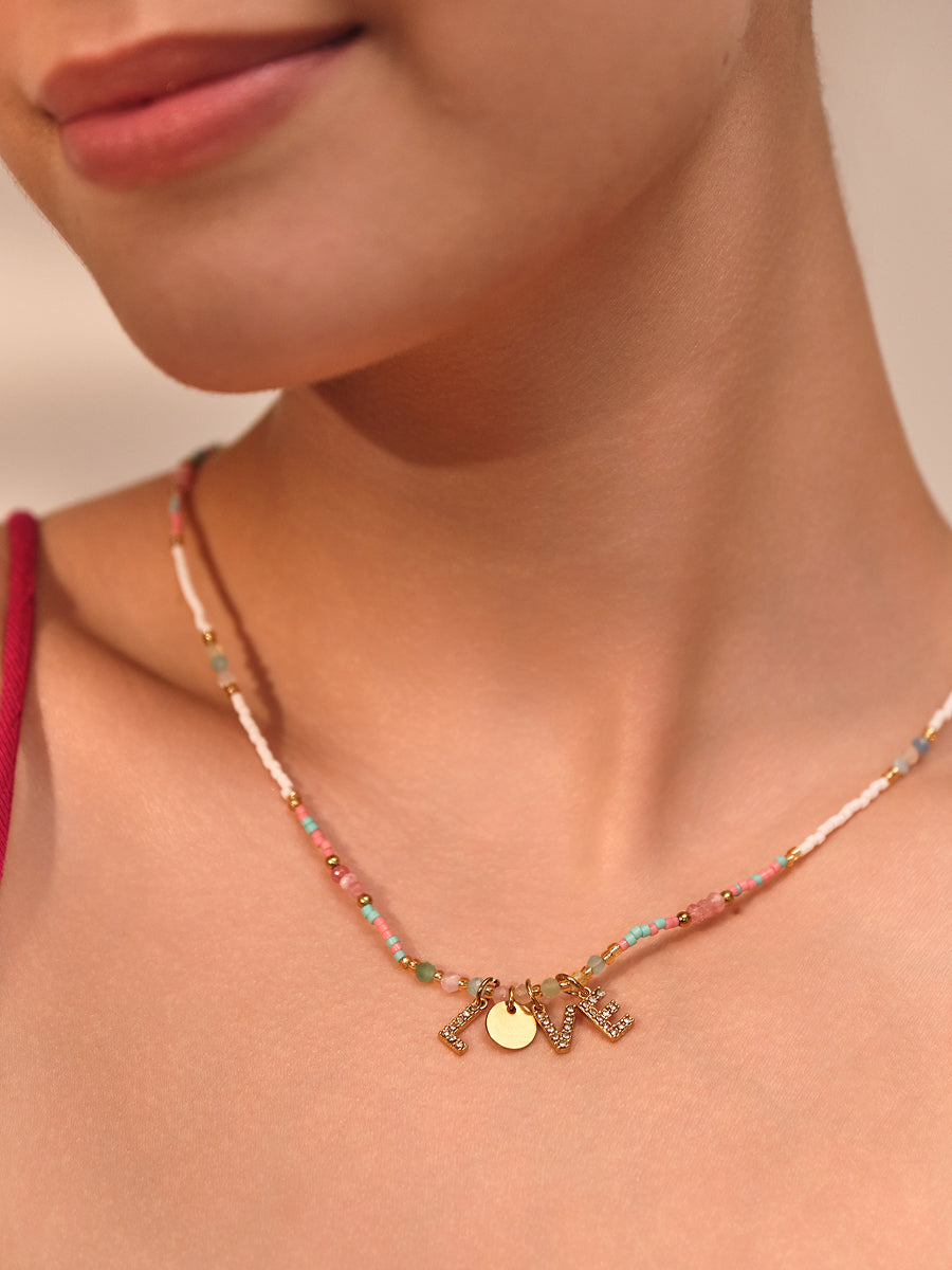 LOVE Beaded Charm Necklace