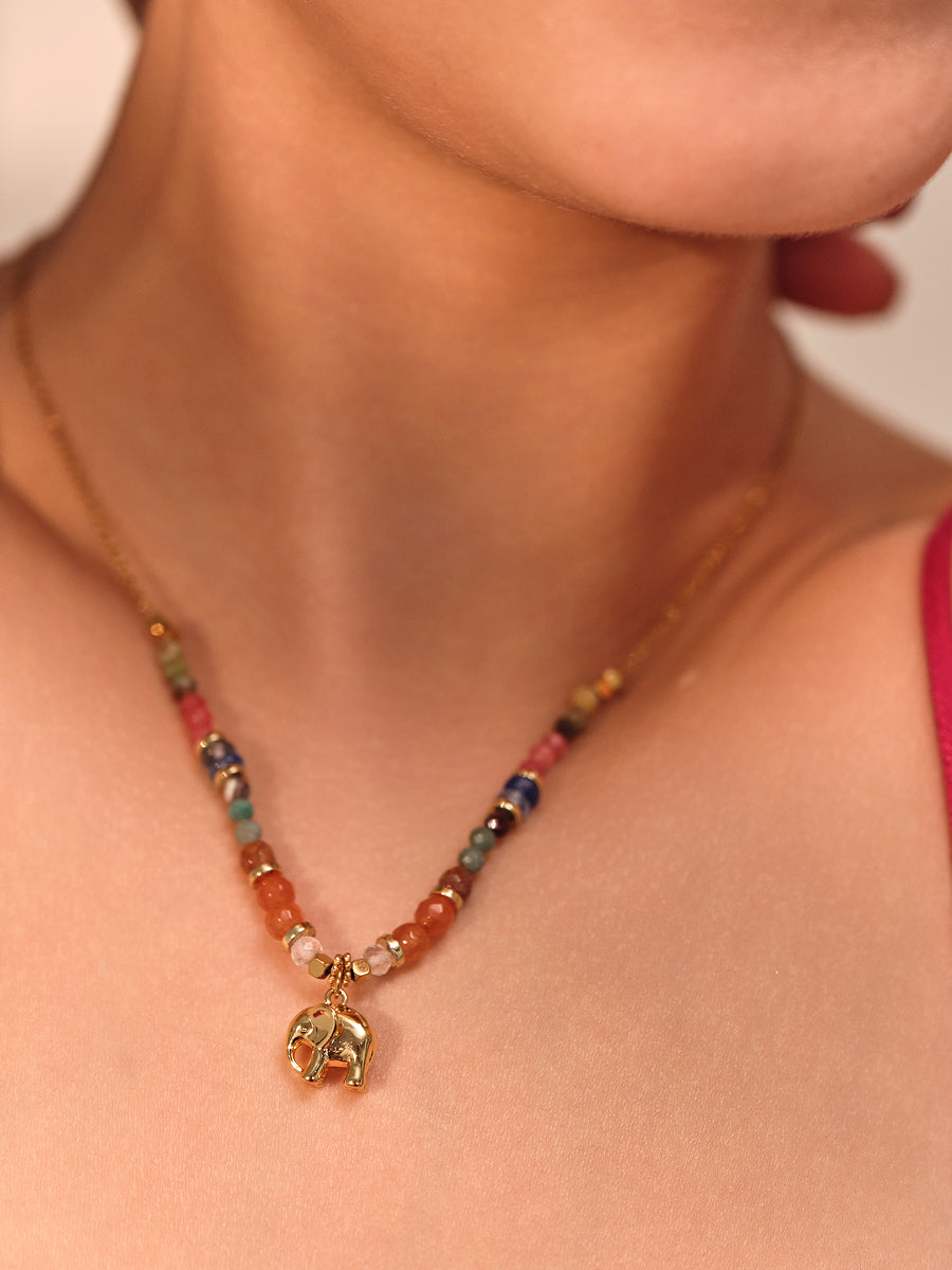 Elephant Charm Beaded Necklace