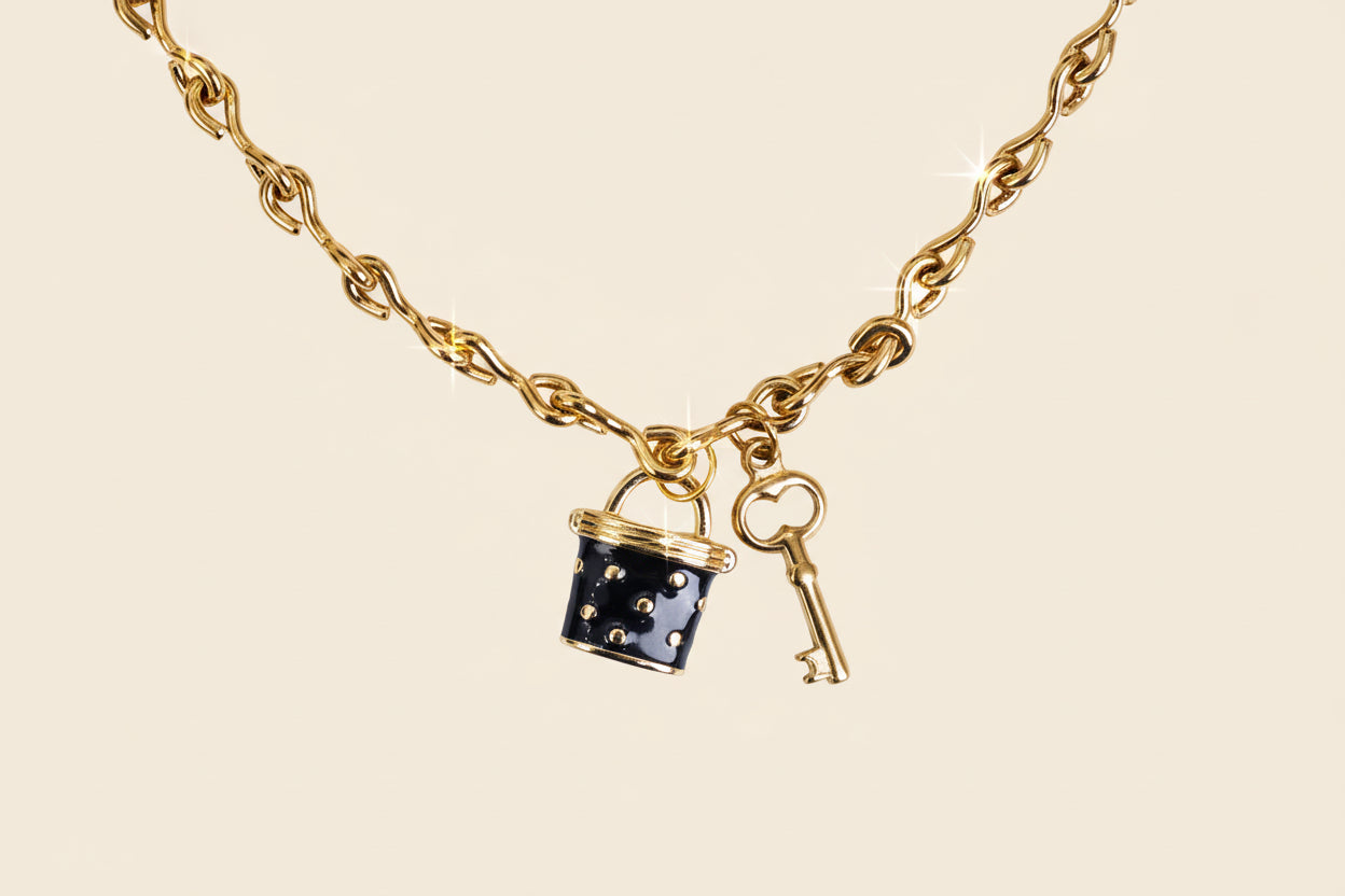 Glam Lock & Key Charm Necklace