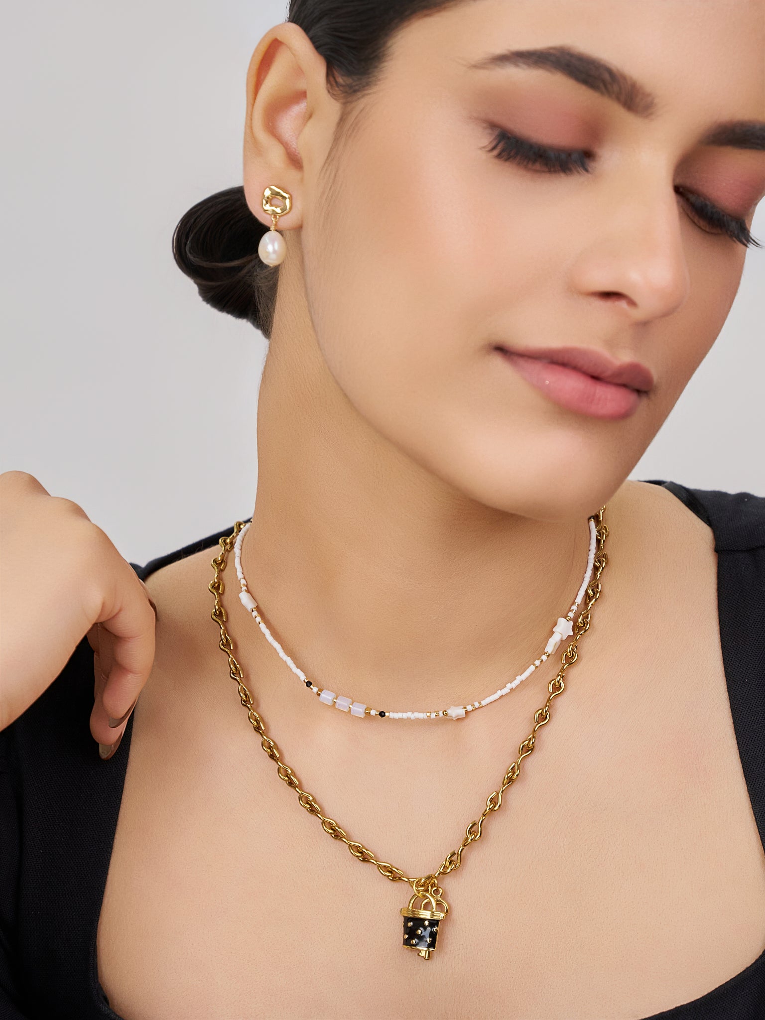 Glam Lock & Key Charm Necklace