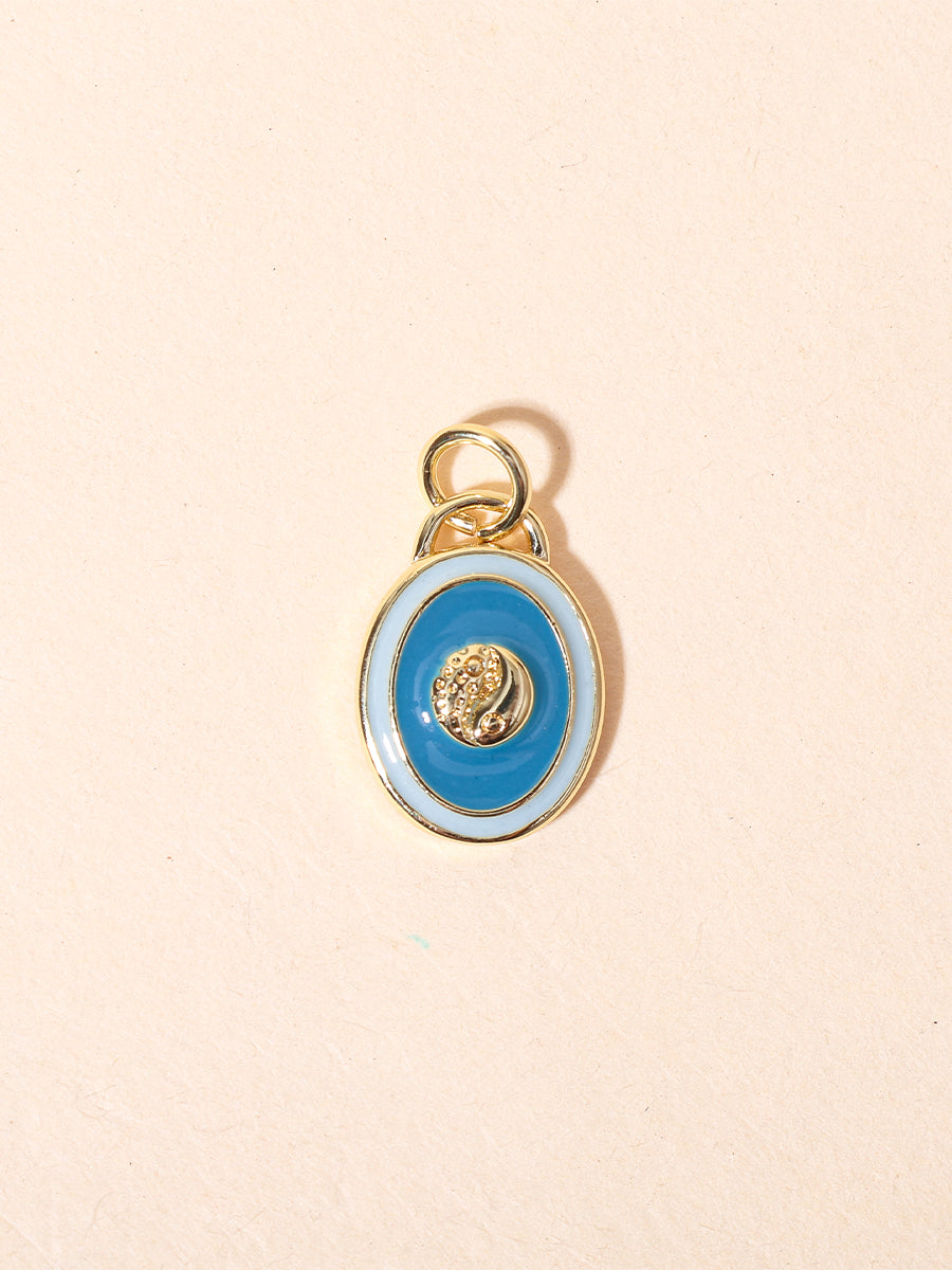 Blue Rose Oval Charm