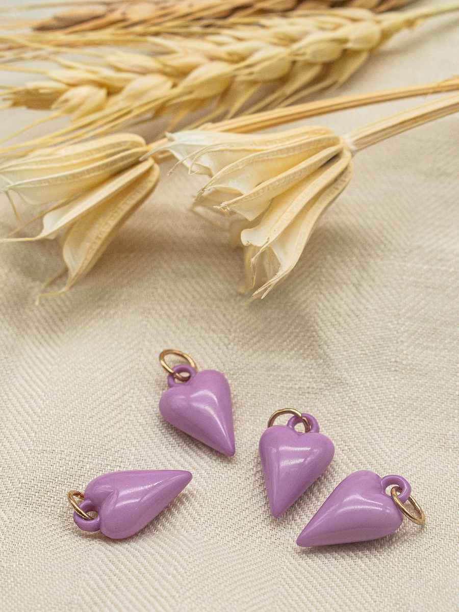 Lilac Drop Heart Charm